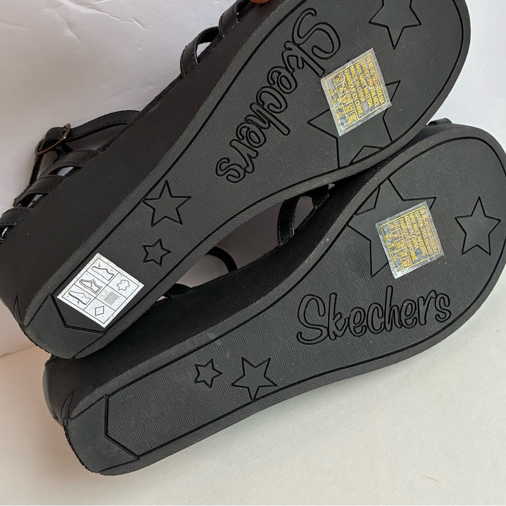 Skechers Women’s Orchard Blossom Wedge Sandals Heels Strappy Black Size 9 - Picture 8 of 9